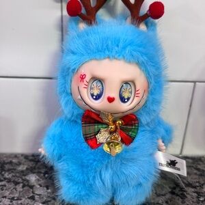 Blue Furry Custom Christmas Reindeer Plush